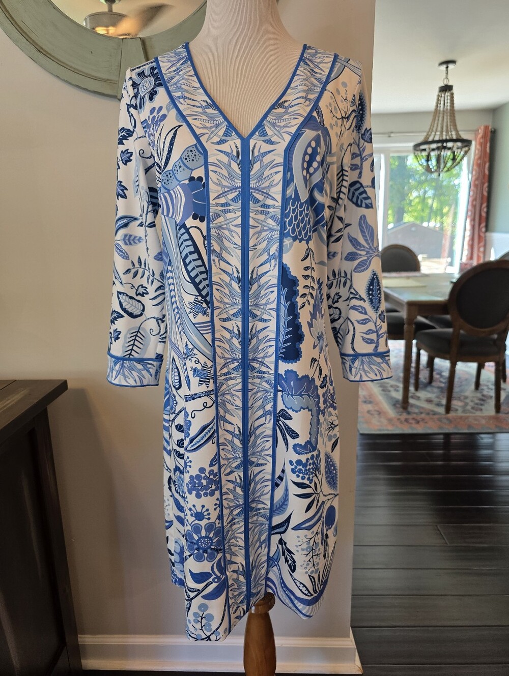 Gretchen Scott Size Small Jersey Split Neck Bordertown Dress Resortwear Vacation - Picture 2 of 9